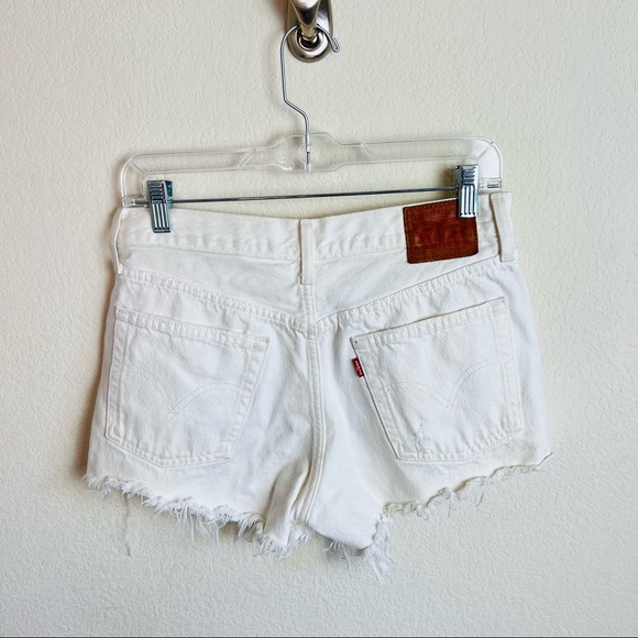 Levi’s 501 White High Waisted Button Fly Denim Jean Shorts - Picture 4 of 8